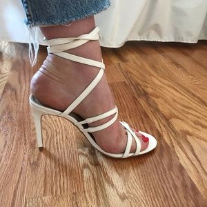 RAYE the label white strappy tie up heels